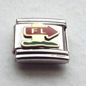 Enamel Florida arrow 9mm stainless steel italian charm bracelet link new